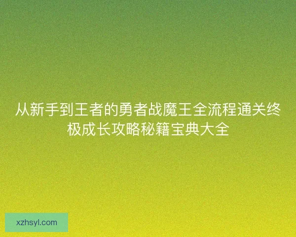 从新手到王者的勇者战魔王全流程通关终极成长攻略秘籍宝典大全